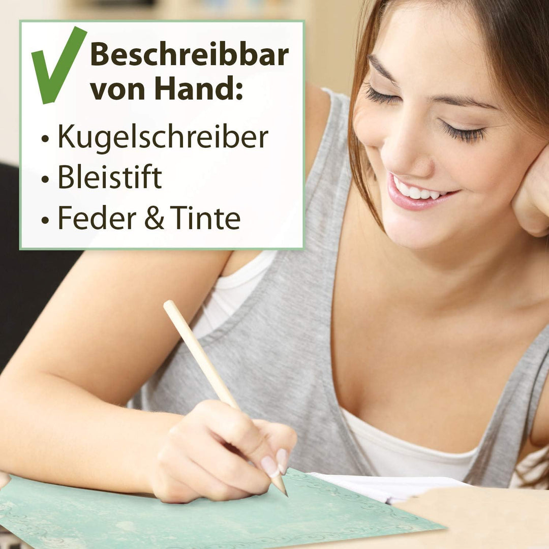 Briefpapier Türkis Grün marmoriert (1000 Blatt) Vintage-Retro Beidseitig DIN A4 297 x 210 mm 90 g/qm