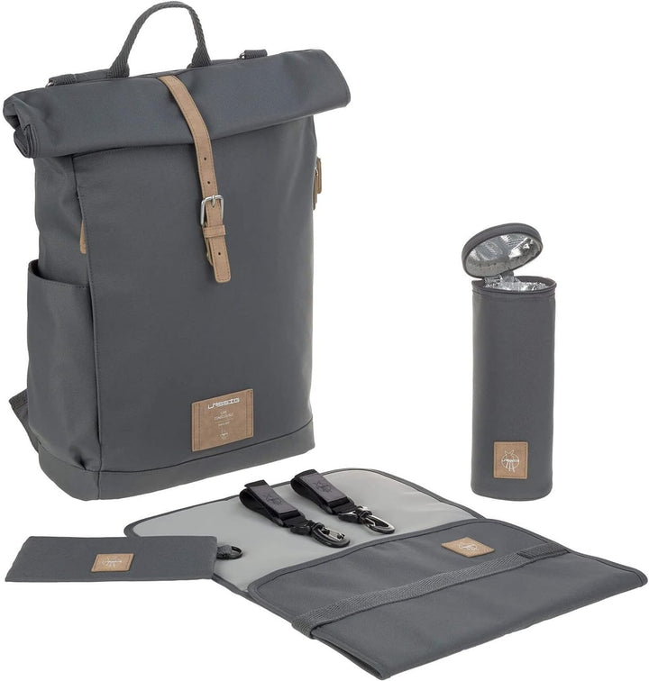 LÄSSIG Wickeltasche, Wickelunterlage, Kinderwagenbefestigung, Flaschenhalter nachhaltig produziert/G
