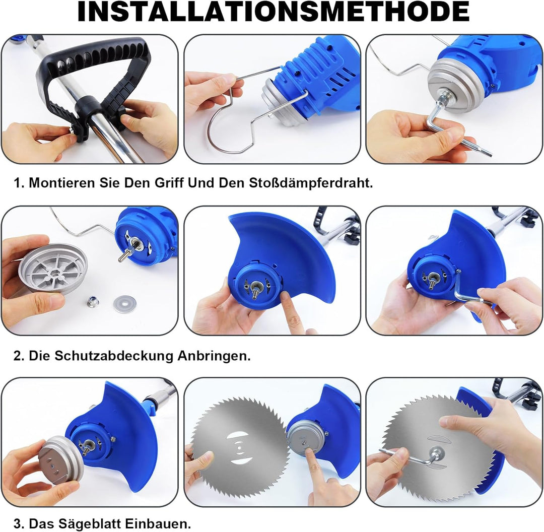 Akku Rasentrimmer mit Akku 21V Freischneider mit 2 Batterien, Akku Motorsense & Rasentrimmer Rasen m
