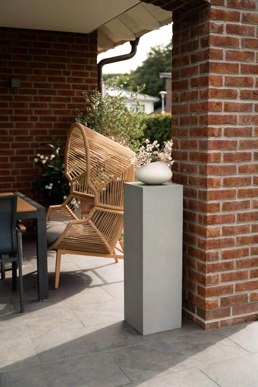 VIVANNO Podest Deko-Säule Stele Blumenständer Fiberglas Betonoptik Grau 30x30x100 30x30x100 cm Beton