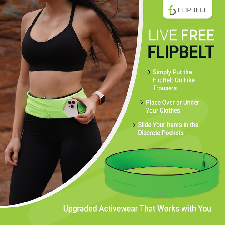 FlipBelt Classic - Gürtel mit Mehreren Taschen, Unisex XL Grün, XL Grün