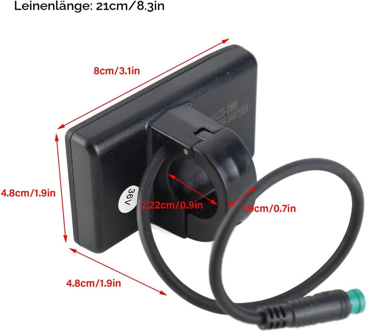 Keenso Elektrisches Fahrrad S866 LCD-Display Meter 24V 36V 48V Bedienfeld mit Wasserdichtem Stecker