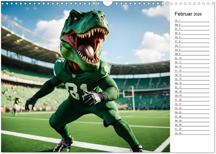 Sportlicher T-Rex - Mit Fun durch das Jahr (Wandkalender 2026 DIN A3 quer), CALVENDO Monatskalender: