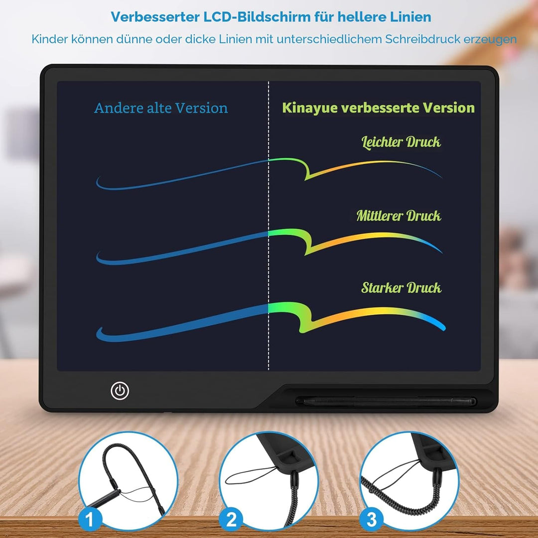 LCD Schreibtafel Kinder 16 Zoll Wiederaufladbar, Maltafel Zaubertafel Bunter Bildschirm Kleinkinder