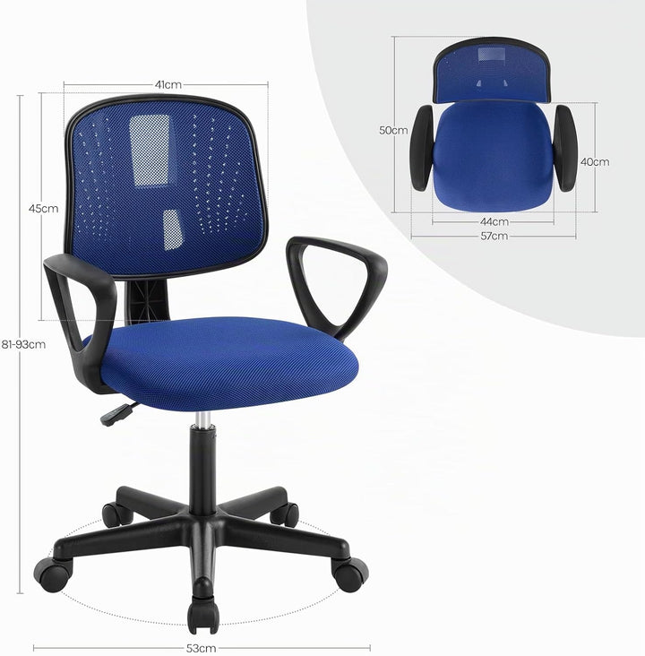 Klihome Schreibtischstuhl Kinder, Bürostuhl ergonomisch, Drehstuhl mit Rollen Armlehnen, Kinderdrehs