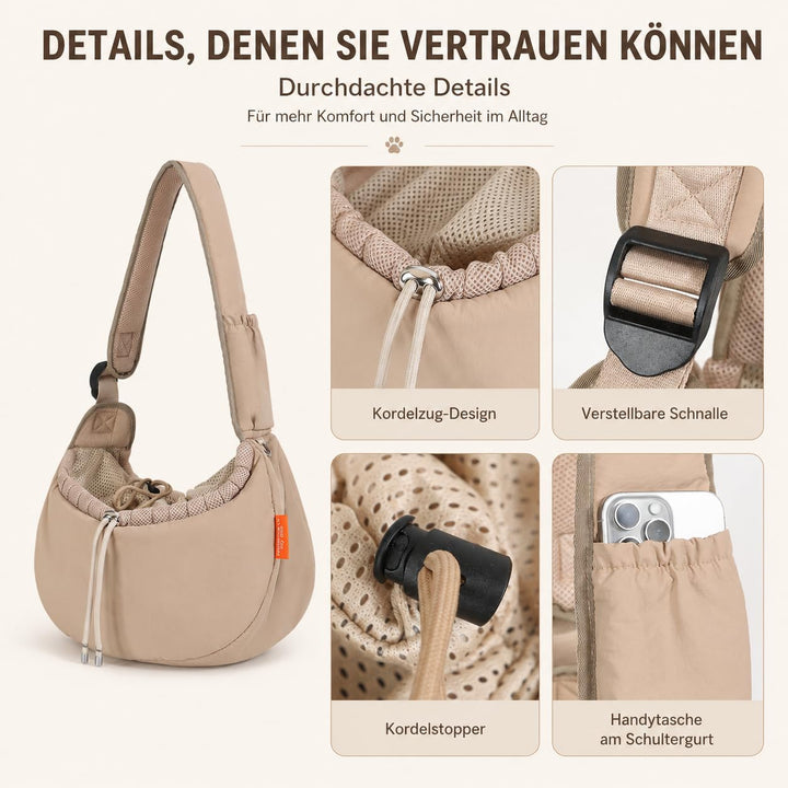 Hundetragetasche für kleine Hunde und Katzen bis 7 kg Khaki, Khaki