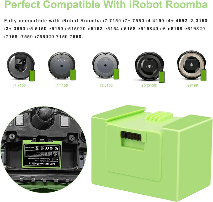 ASUNCELL Li-ion Ersatzakku für i7, 14.4V 4000mAh Akku für iRobot Roomba e und i Serie i7/i7+ i4/i4+