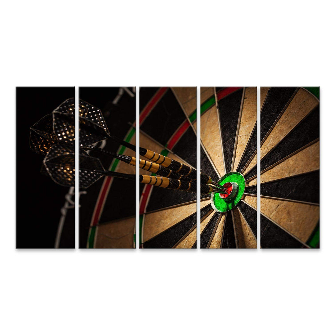islandburner Bild auf Leinwand Drei Darts Bulls Eye Close Up Hobbyraum Dart Bilder Wandbilder Poster