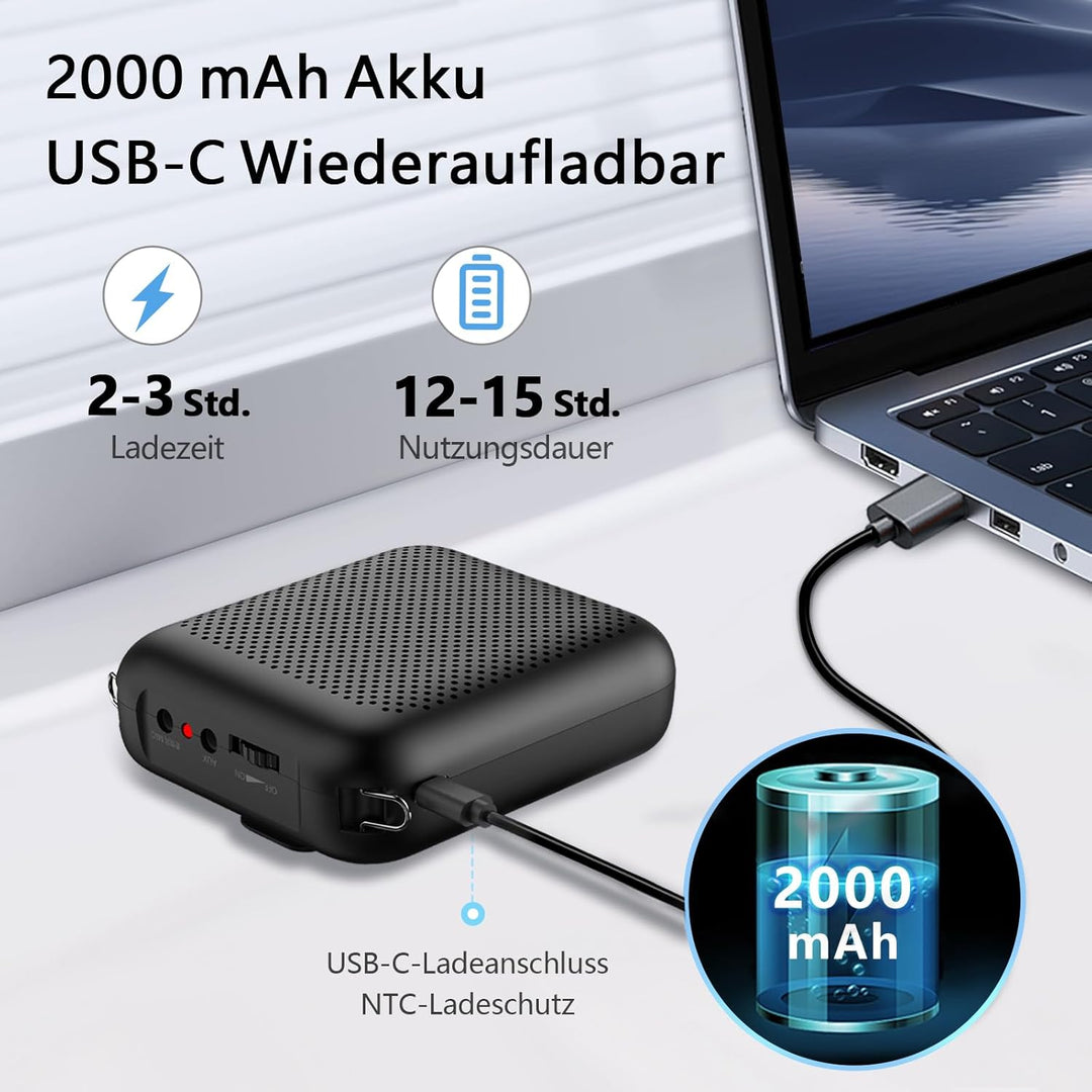 NORWII S358 Tragbarer 2000mAh Wiederaufladbarer Sprachverstärker mit Kabelgebundenem Mikrofon, Heads