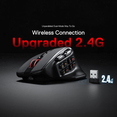 Redragon M811 Pro Wireless MMO Gaming Maus, 15 Programmierbare Tasten, RGB-Gamer-Maus, 10 Seitlichen