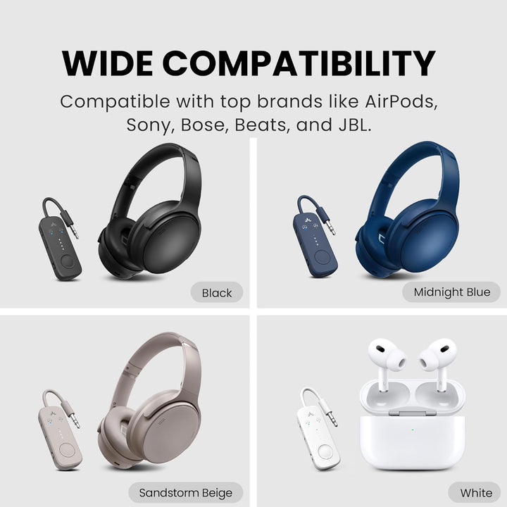 Avantree Relay - Premium Flugzeug Bluetooth 5.3 Adapter für alle Kopfhörer, apt-X geringe Latenz, un