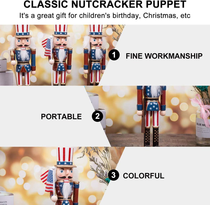 Veemoon 1 Stück Weihnachten Holz Nussknacker Soldat Holz Handbemalte Soldat Statue Klassische Tradit