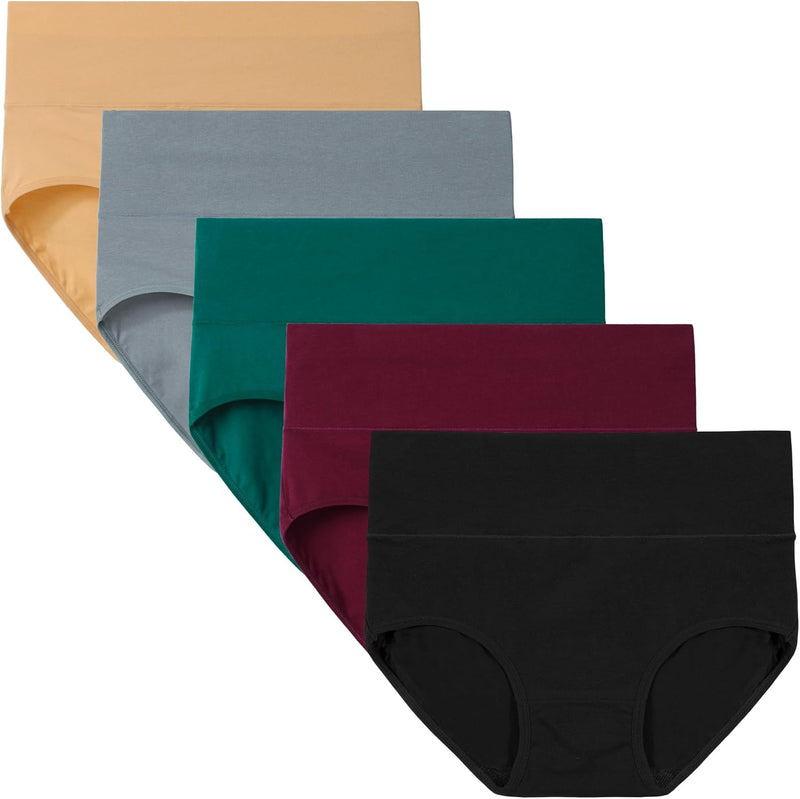INNERSY Unterhosen Damen Baumwolle Stretch Slips Hohe Taille Weiche Unterwäsche Frauen 5er Pack M Fr