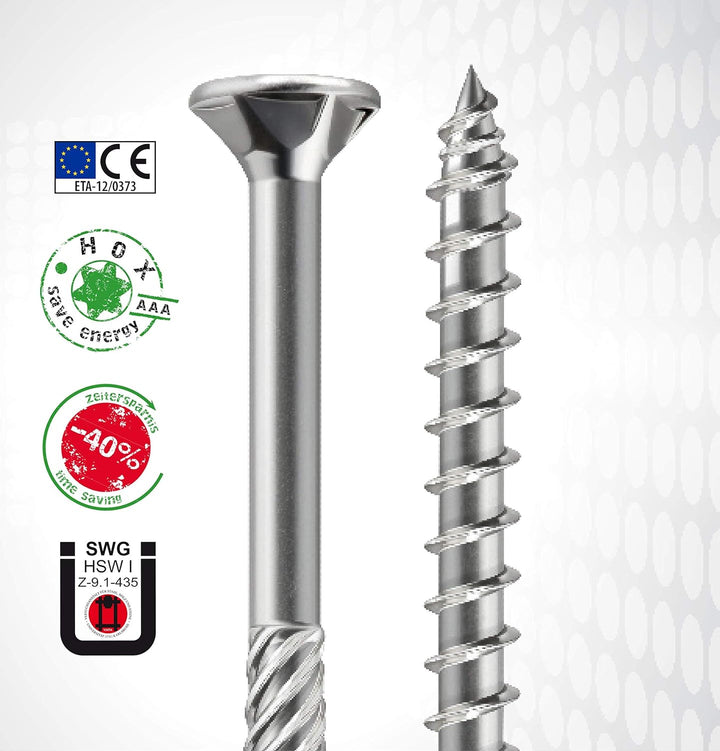 HOX® Profischraube- Universalschraube, Holzschraube mit europäisch technischer Zulassung/ Teilgewind