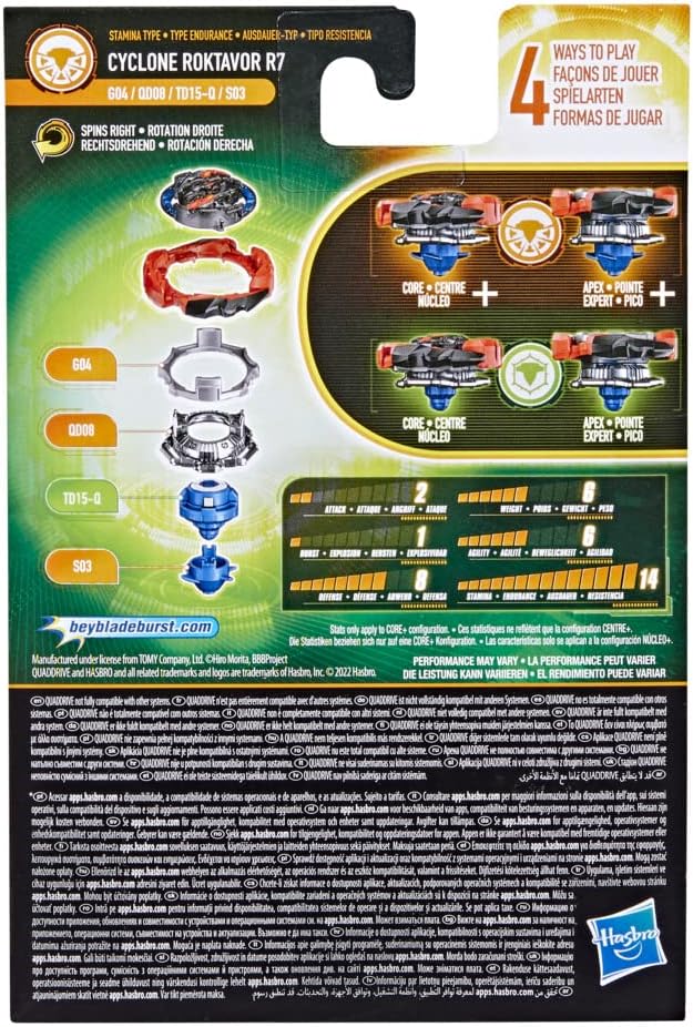 Hasbro Beyblade Burst QuadDrive Cyclone Roktavor R7 Starter Pack − Kreisel mit Starter