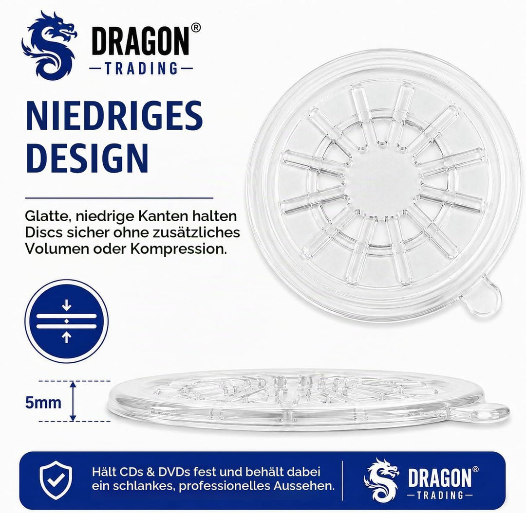 DragonTrading® CD-Hub mit selbstklebender Rückseite, transparent, 100 Stück