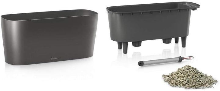 LECHUZA DELTA 20 anthrazit metallic 15563 Anthrazit Metallic 40x15x18 cm Tischgefäss, Anthrazit Meta