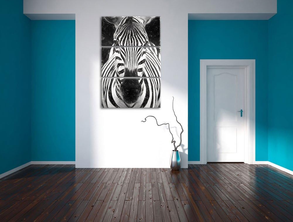 Dark Zebra Porträt Spezial 3-Teiler Leinwandbild 120x80 Bild auf Leinwand, XXL riesige Bilder fertig