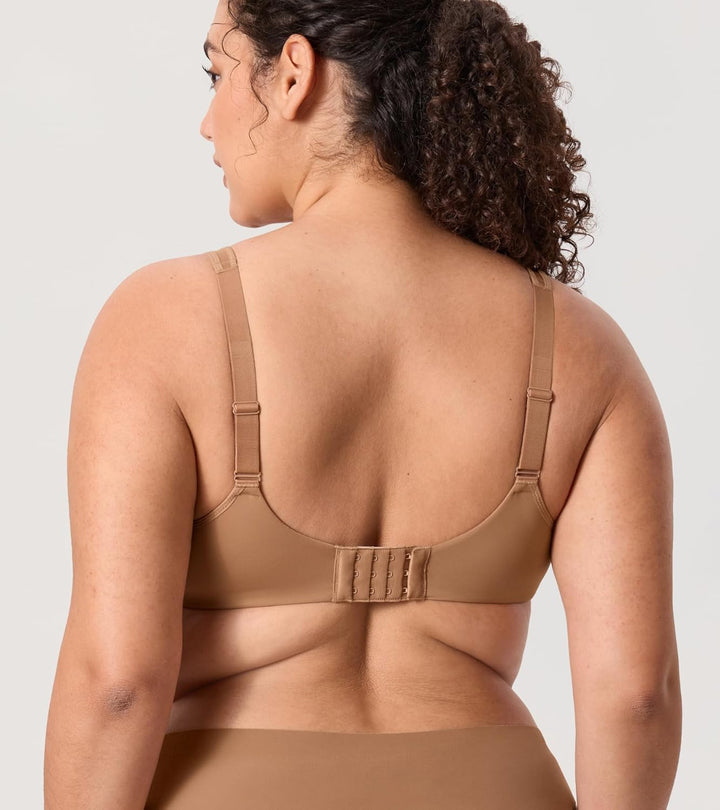 DELIMIRA Damen T Shirt BH mit Bügel Vollschalen Nahtlose BH Grosse Grössen Gepolstert 75B Kiesbeige,