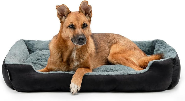lionto Hundebett Hundekissen Hundekörbchen mit Wendekissen, (XL) 90x70 cm grau/schwarz L 90 x B 70 x