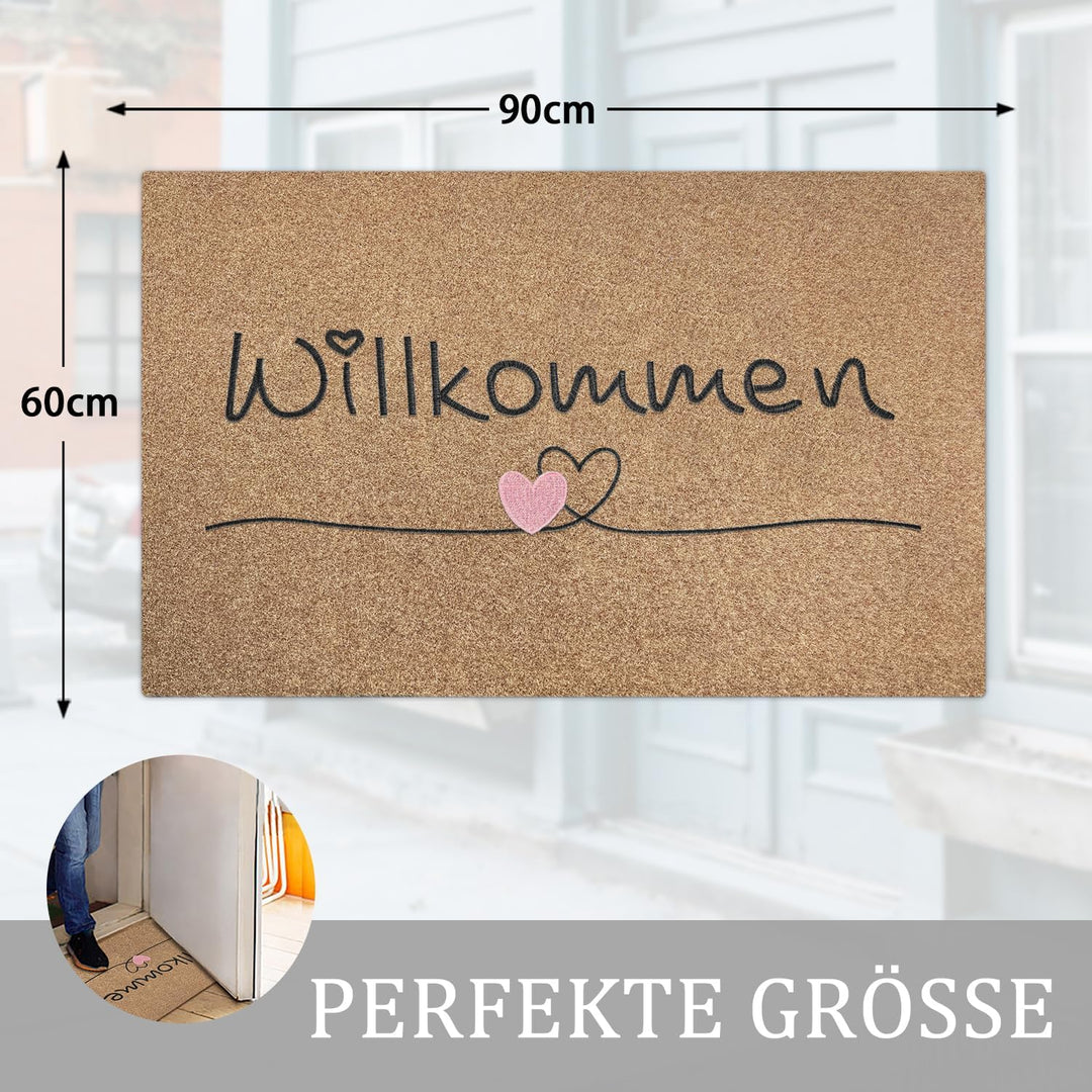 AAZZKANG Fussmatten 90 x 60 cm für den Aussenbereich mit strapazierfähiger Rutschfester Gummiunterse