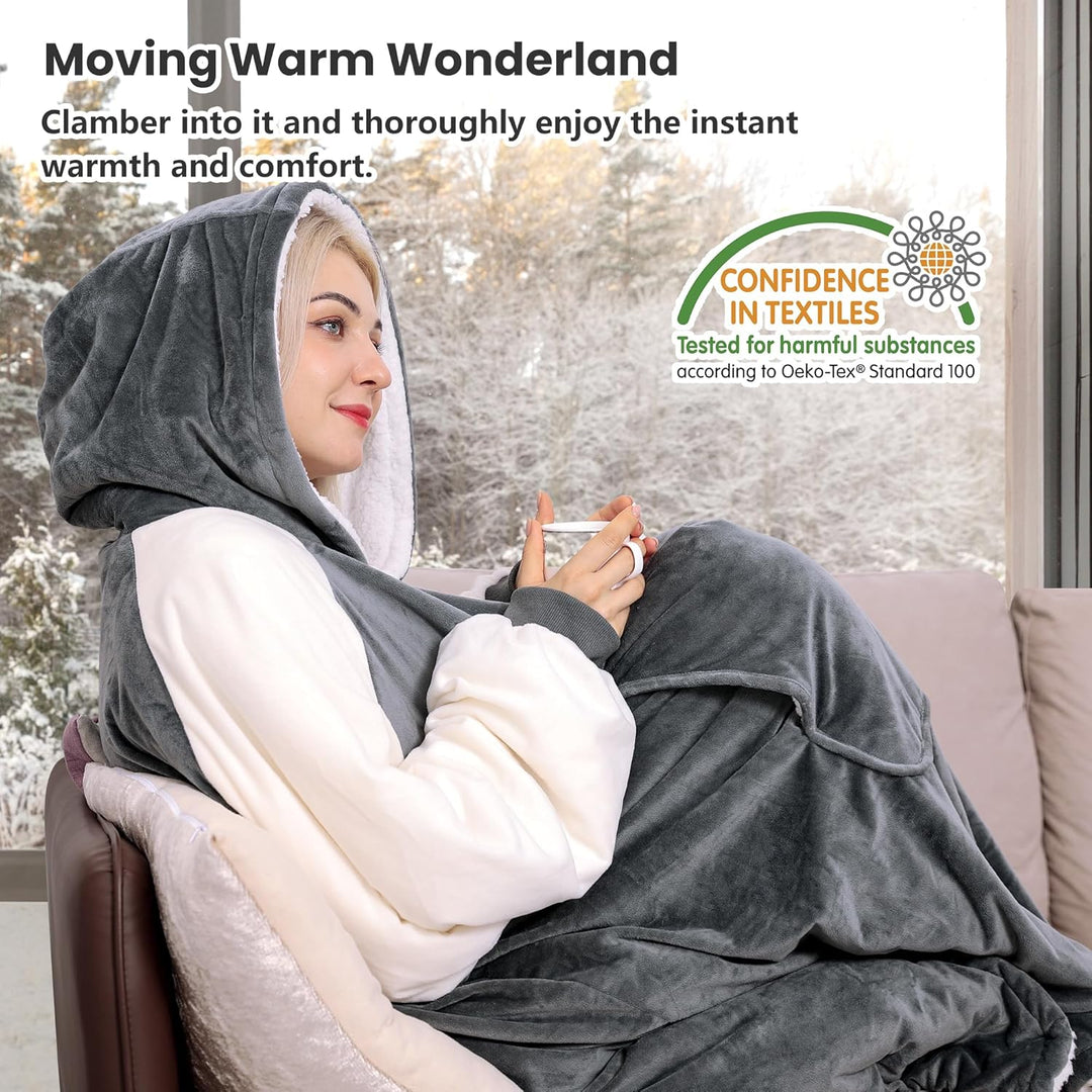 Winthome Hoodie Decke Doppelte Wärme, Kuschelpullover Damen Warm Weich,Hoodie mit Tasche und Kapuze,