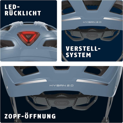 ABUS Stadthelm Hyban 2.0 - Fahrradhelm mit Rücklicht, ABS-Hartschale, guter Passform - für Damen und