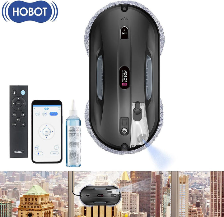 Sichler Exclusive Fensterputzroboter: HOBOT-388 Profi-Fensterputz-Roboter, Sprüh-Funktion, App (Fens