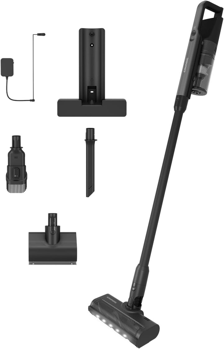 Grundig VCP 5430 2 in 1 Akkusauger TrayClean-Technologie, Elektrische Turbobürste mit LED-Licht, 2 S