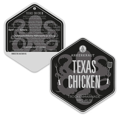 Ankerkraut Texas Chicken, BBQ Rub, Gewürzmischung für Chicken Wings, Hähnchen und Pulled Chicken, 75