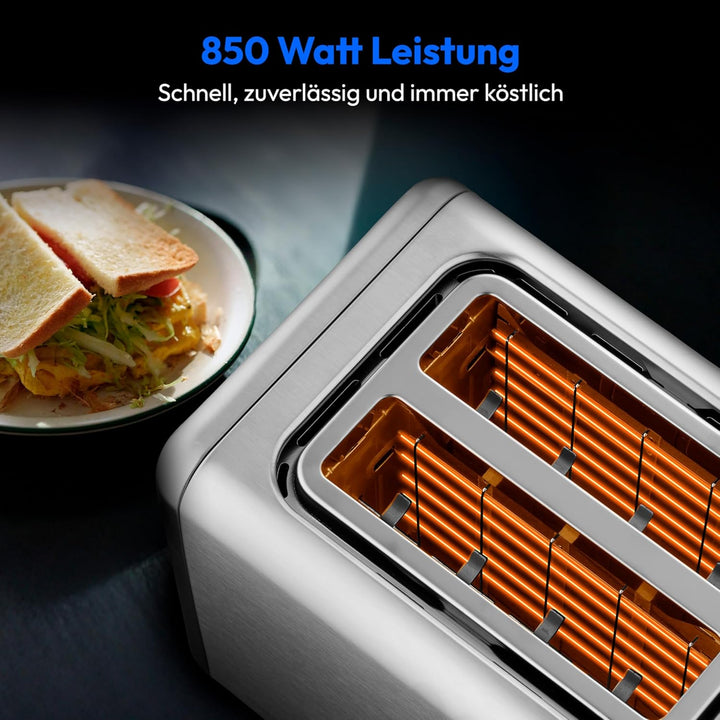 MEDION Toaster 2 Scheiben mit Brötchenaufsatz (7 Bräunungsstufen, 5 Automatikprogramme, 850 Watt, Au