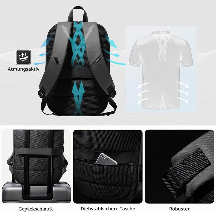 HEROIC KNIGHT Laptop Rucksack Herren 17 Zoll wasserdichter erweiterbarer Reiserucksack Handgepäck La