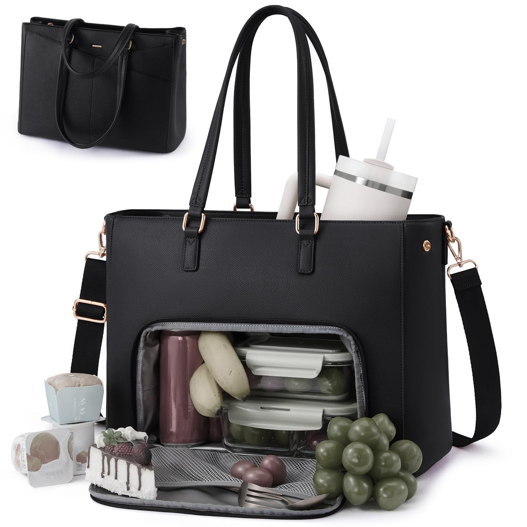 LOVEVOOK Laptoptasche Damen, Arbeitstasche mit Isoliertem Kühlfach Gross | 15,6 Zoll Laptop Handtasc
