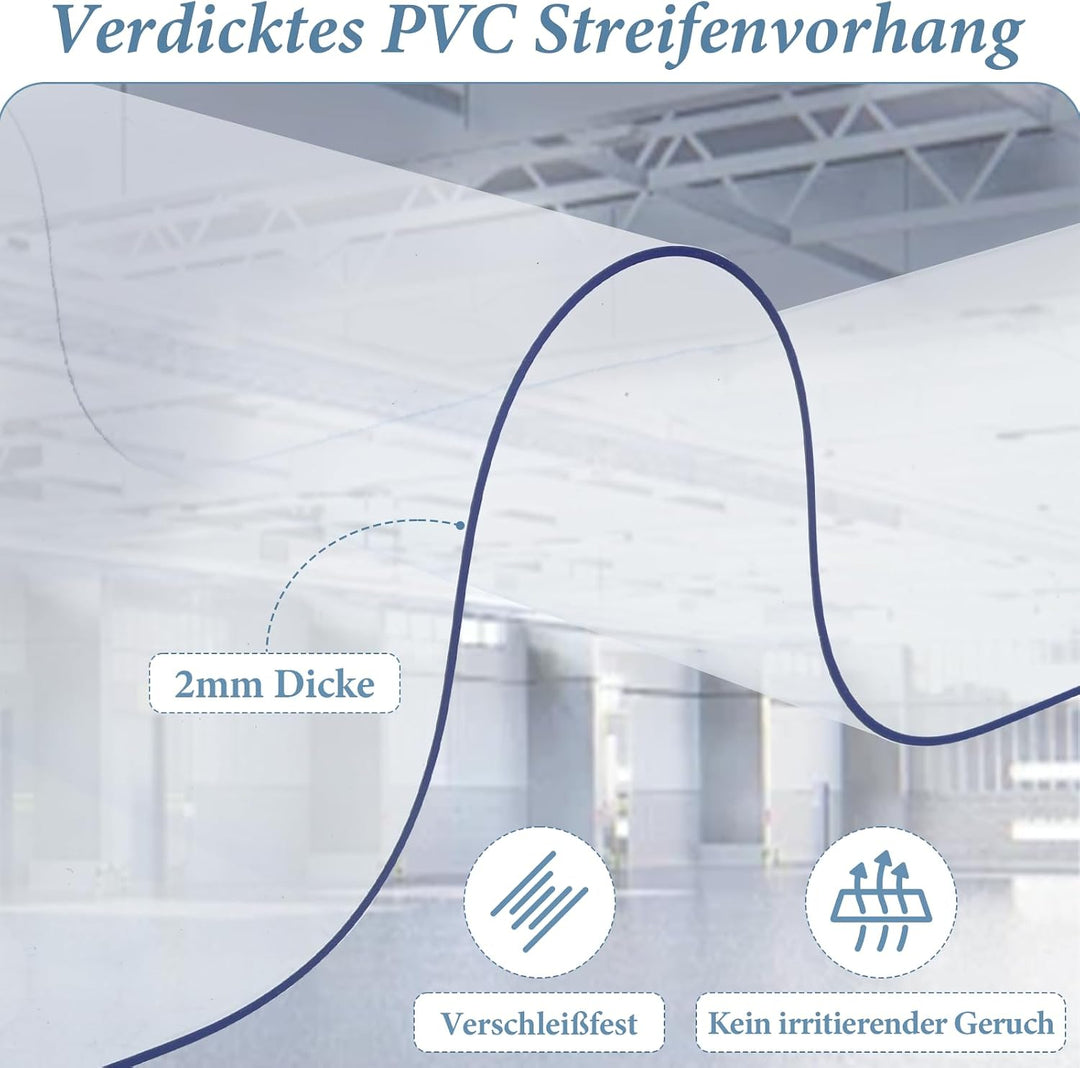 bimiti PVC Lamellenvorhang Streifenvorhang 120x200cm Transparent Streifenvorhang, Lamellen Stallvorh