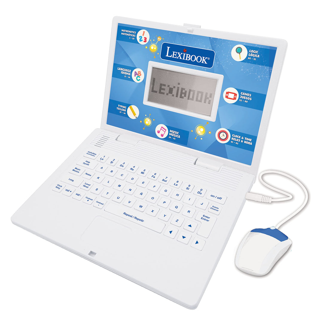 LEXIBOOK, Pädagogischer und zweisprachiger Laptop Spanisch/Englisch, Spielzeug für Kinder mit 124 Ak