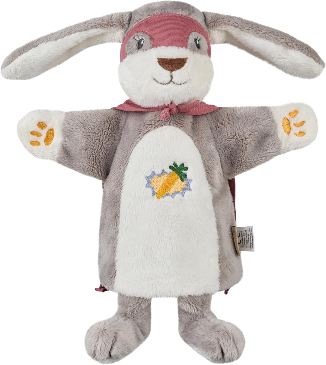 Sterntaler Handpuppe Super Hase, Kinder- und Babyspielzeug, weicher Flausch, Kopf wattiert mit Polye
