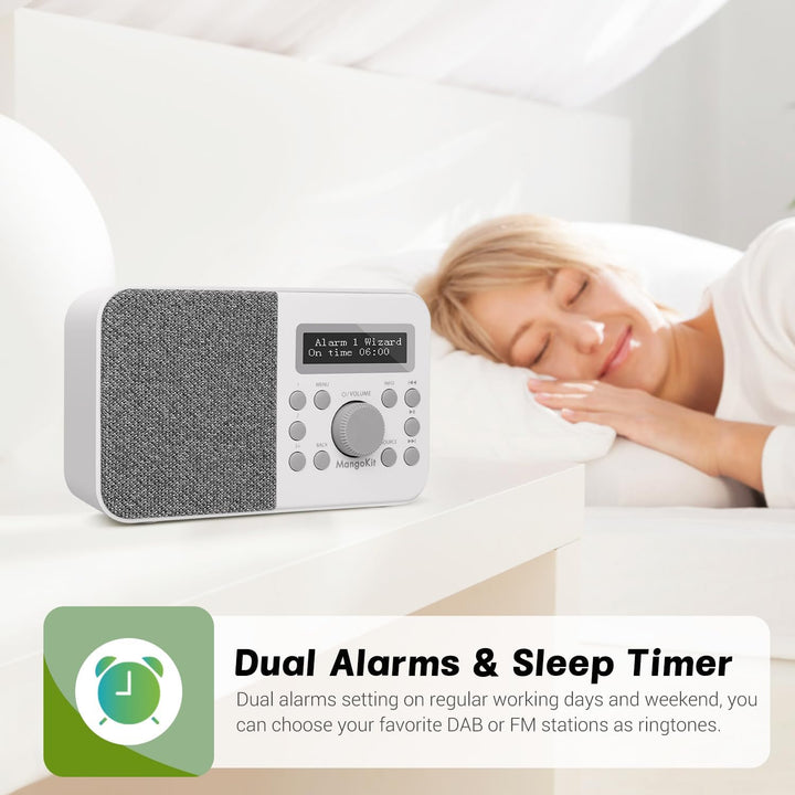 MangoKit PR2S Tragbares DAB+ Digitalradio,Küchen-FM-Radio,Bluetooth-Lautsprecher,Persönliches DAB-Ra