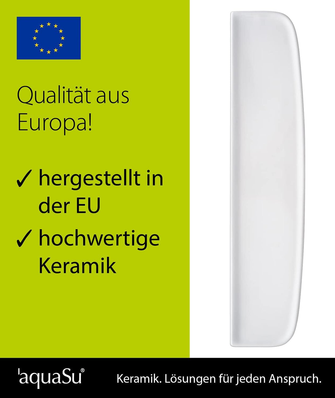 aquaSu® Badablage weiss 60 cm - Made in EU - Badregal mit Überlaufschutz - robuste Sanitärkeramik -