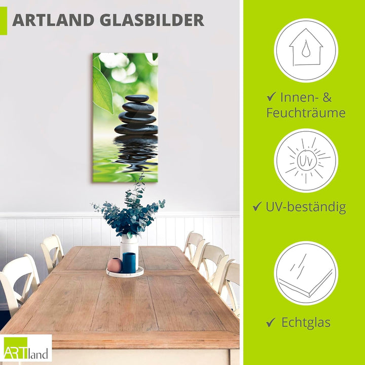 ARTland Glasbilder Wandbild Glas Bild einteilig 30x60 cm Hochformat Asien Wellness Entspannung Spa Z