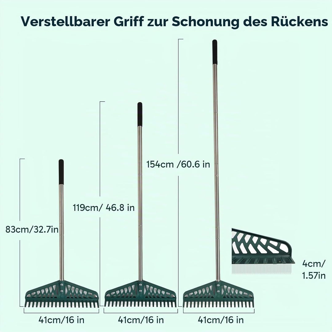 YEELOR Kunstrasenrechen Innovatives zweiseitiges Rechen, 152,4 cm Verstellbarer Griff für Kunstrasen