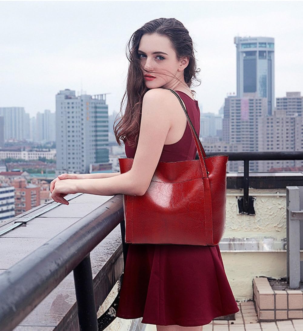 Coolives Damen Gross Shopper Tasche aus PU-Leder mit Schulterriemen Schultertasche Umhängetasche Eim
