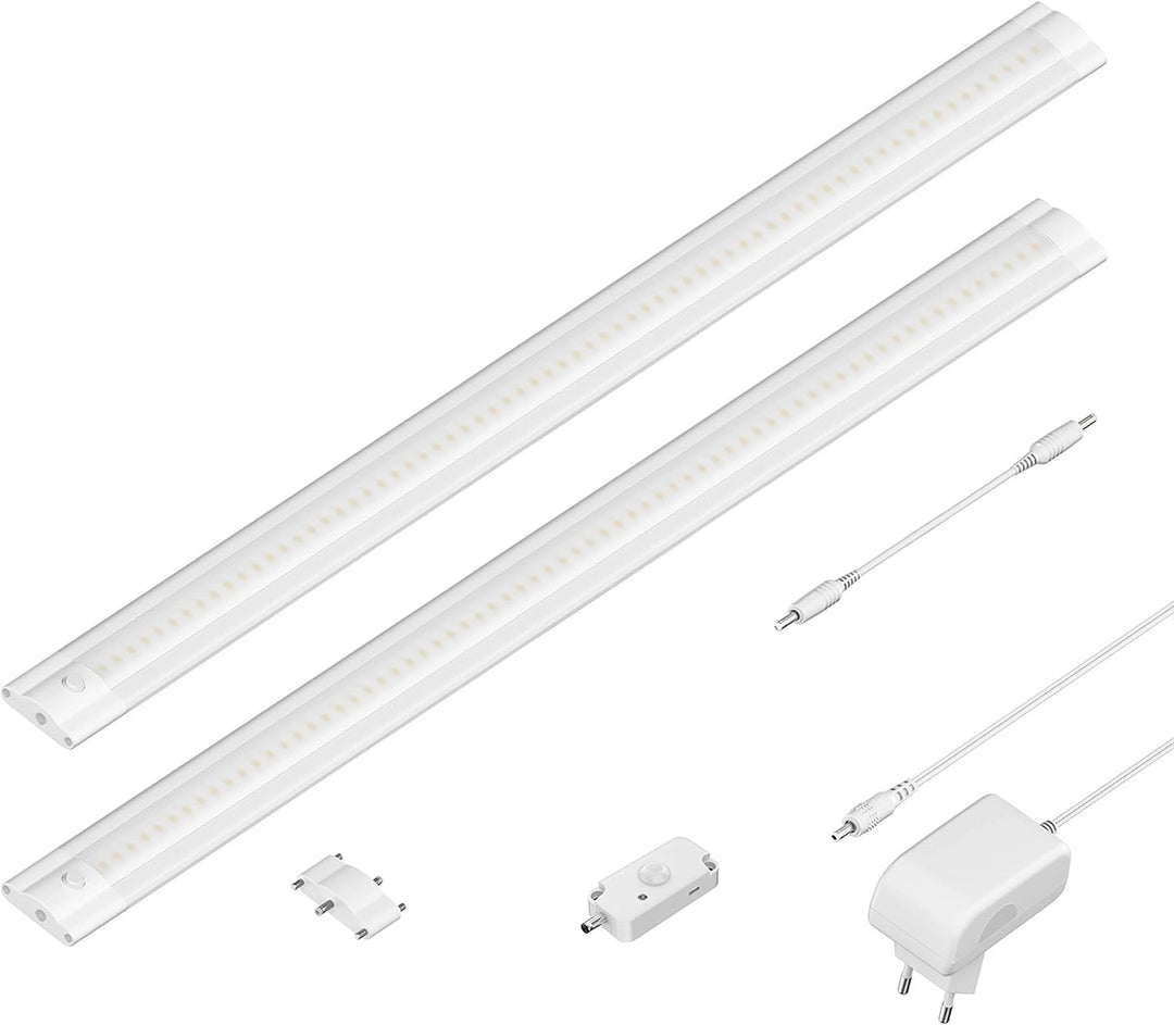 ledscom.de LED Unterbau-Leuchte SIRIS weiss matt mit Bewegungsmelder, flach, je 50cm, je 655lm, weis
