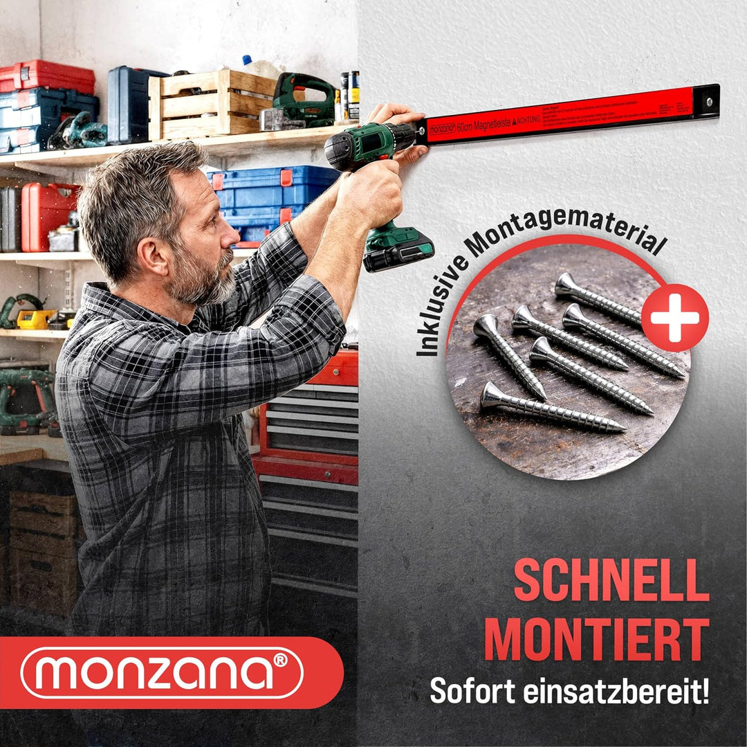 DEUBA® 6x Magnetleiste 60cm 23kg Tragkraft Magnetisch Werkzeugleiste Werkzeughalter Werkzeugwand Wer