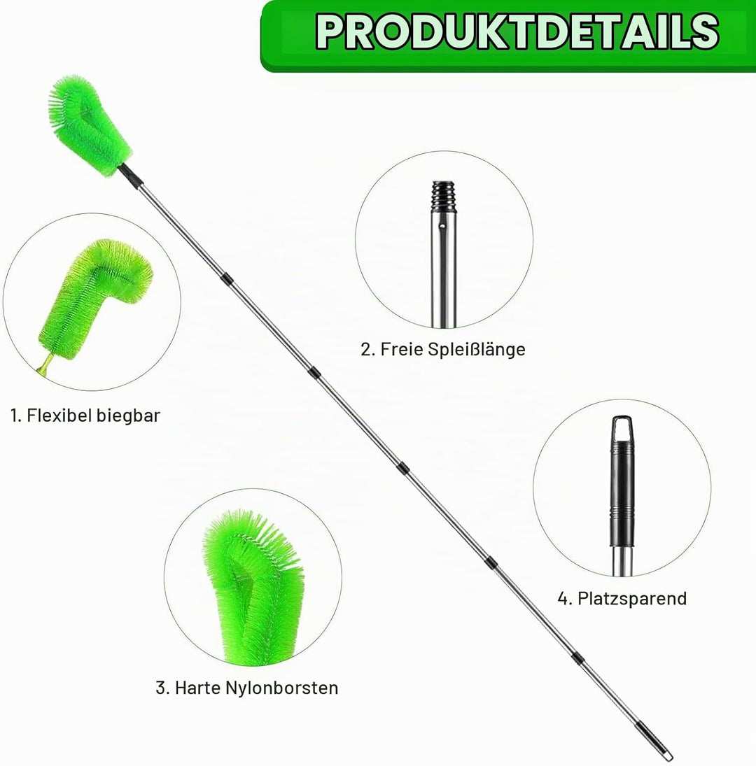 390cm 2in1 Dachrinnenreiniger,Dachrinnenbürste mit 10Pcs Teleskopstiel+2Pcs Reinigungslöffel+Schaufe