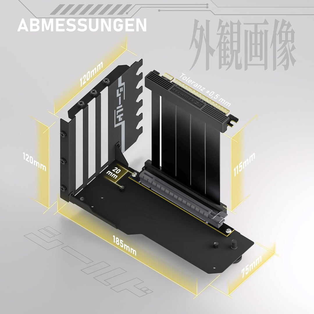 EZDIY-FAB Vertikale GPU-Halterung mit High-Speed PCIE 4.0 Riser Kabel,Shield Series,115mm/4.52in Fle