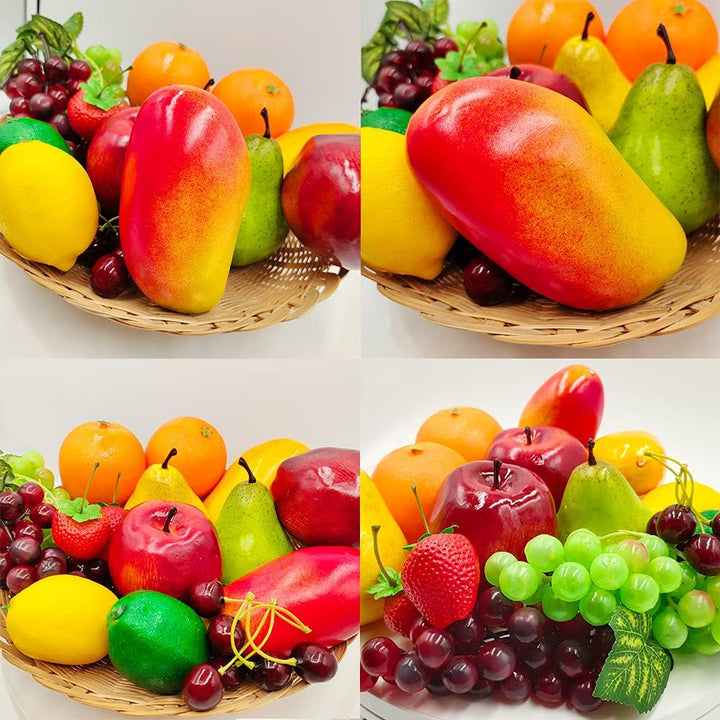 Laiiqi 17 Stück künstliches Obst,deko Obst lebensecht Requisiten für Fotografie,künstliche früchte r