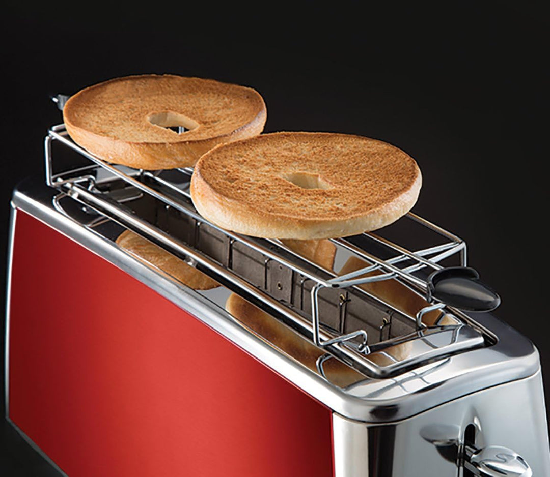 Russell Hobbs Toaster [Langschlitz für 2 Scheiben / 1 breite Brotscheibe] Luna Edelstahl Rot (extra