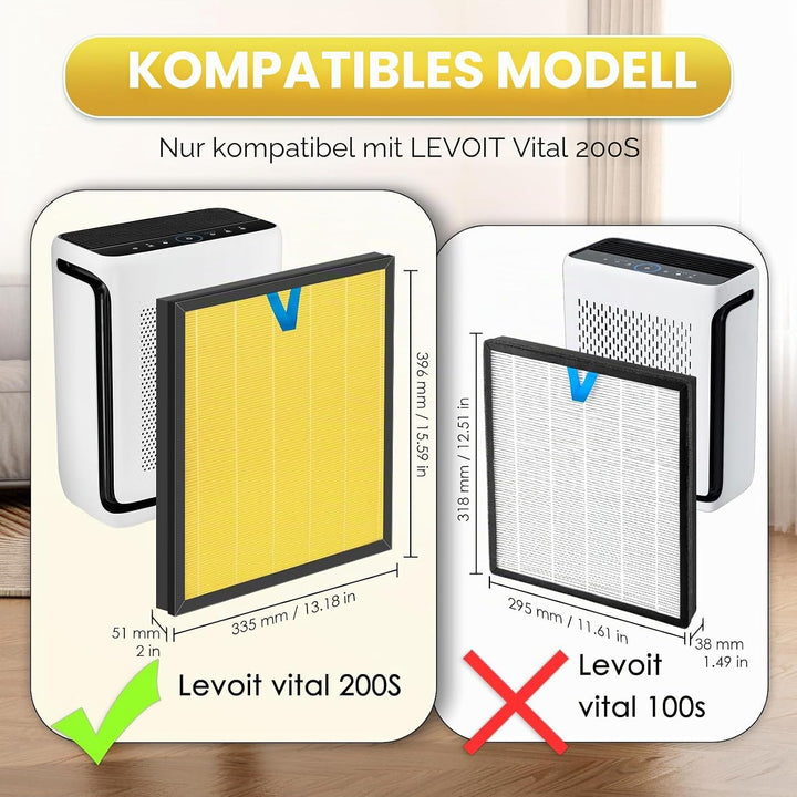 2 Stück Vital 200S Pet Care Luftfilter Ersatz HEPA filter für Levoit Vital 200S und Vital 200S-P-Luf