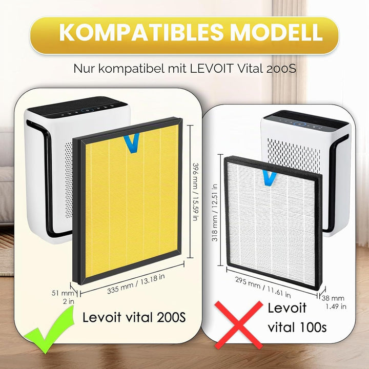 3 Stück Vital 200S Pet Care Luftfilter Ersatz HEPA filter für Levoit Vital 200S und Vital 200S-P-Luf