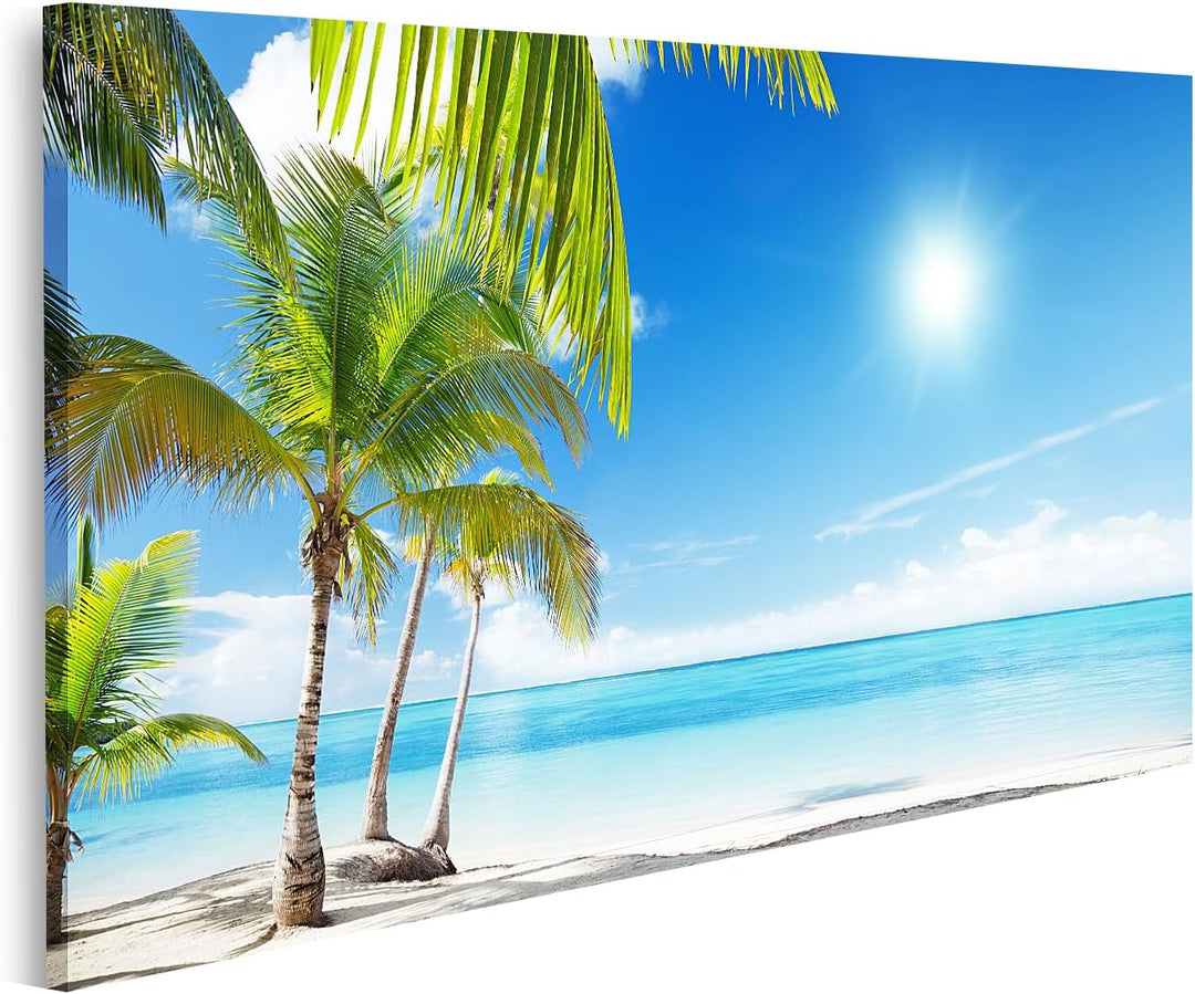 islandburner Bild auf Leinwand Karibisches Meer Strand Unter Palmen Bilder Wandbilder Poster Leinwan